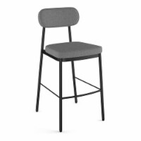 Amisco Orly 30  Woven Fabric and Metal Bar Stool in Gray/Blue/Black