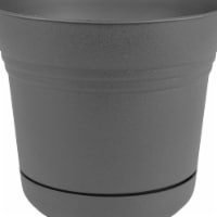 7 in. Saturn Planter with Saucer, Charcoal