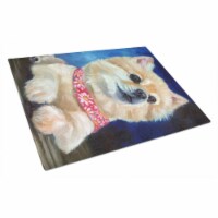 Fancy Bandana Pomeranian Puppy Glass Cutting Board - Large