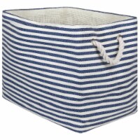Paper Bin - Pinstripe Nautical Blue, 17 x 12 x 12 in.