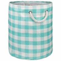 Round Paper Bin - Checkers Aqua, Large