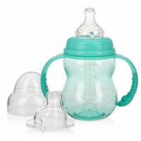 8 oz Handles with 3 Stage Wide Neck Non-drip Bottle, Aqua - Case of 24