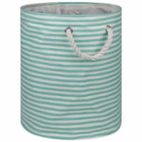 Round Paper Bin - Pinstripe Aqua, Medium
