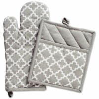 Lattice Oven Mitt & Potholder Set - Gray