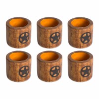 Lone Star Wood Napkin Ring Set - Set of 6