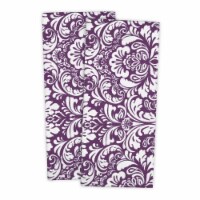 Eggplant Damask Dishtowel Set - Set of 2