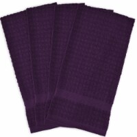 Solid Eggplant Waffle Terry Dishtowel Set - Set of 4