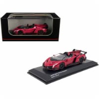 Lamborghini Veneno Roadster Magenta with Red Line 1-64 Diecast Model Car