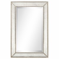 20 x 30 in. Solid Wood Frame Covered Wall Mirror with Beveled Antique Mirror Panels - 1 in. B