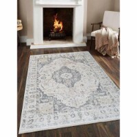 4 ft. 8 in. x 6 ft. 9 in. Machine Woven Crossweave Polyester Oriental Rectangle Area Rug, Cre