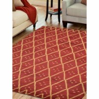 8 x 10 ft. Hand Knotted Wool Geometric Rectangle Area Rug, Red & Gold