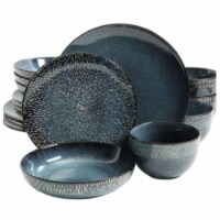 Matisse Double Bowl Dinnerware Set, Cobalt - 16 Piece