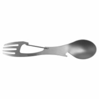 Spoon, Fork, Bottle Opener & Carabiner, Silver - Extra Large
