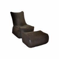 Zen-Bean Bag Chair & Ottoman Set - Brown