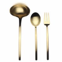Fork Spoon & Ladle Due Ice Oro Serving Set - 3 Piece