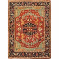 Ferehan Serapi Collection Hand-Knotted Wool Area Rug, Rust & Navy - 4 ft. x 6 ft. 2 in.