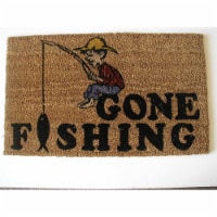 Geo Crafts G144 GONE FISH 18 x 30 in. PVC Backed Stencilled Gone Fishing Doormat