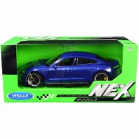 Welly 24107bl 1-24 Scale Turbo S NEX Porsche Taycan Diecast Model Car, Metallic Blue