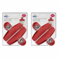 HIC Kitchen Large Heavy-Duty Clips, Soft-Grip Handles, Set of 2 Clips, Red