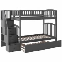 AFI Westbrook Staircase Bunk Twin Over Twin with Trundle in Gray
