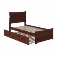 AFI Metro Solid Wood Twin XL Bed and Footboard with Twin XL Trundle in Walnut