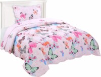 MarCielo Kids Butterfly Quilt Bedspread Set For Teens Girls Boys