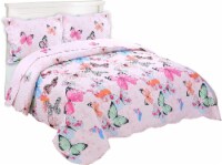 MarCielo Kids Butterfly Quilt Bedspread Set For Teens Girls Boys