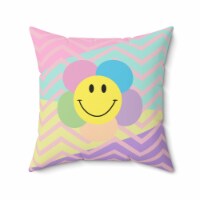 Throw Pillow Covers Happy Smile Flower Cushion Square Pillow Case (Pastel Colors)