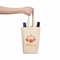 Frammy Life Thanksgiving Cotton Double Wine Carrier Tote Bag Portable Wine Bag