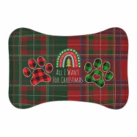 Christmas Dog Mat for Food New Year Pet Placemat, Bone Shape 19x14in Pet Bowl Mat
