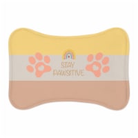 Stay Pawsitive Yellow Dog Mat for Food Daily Cute Pet Placemat Non-Slip Pet Feeding Mat