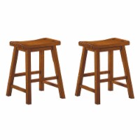 Lexicon Saddleback 18  Solid Wood Dining Stool in Oak (Set of 2)