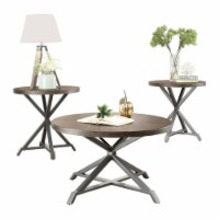 Lexicon Fideo 3 Piece Metal Occasional Table Set in Burnished