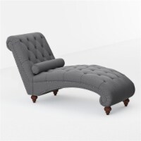 Lexicon Bonne Upholstered Chaise with Bolster Pillow in Dark Gray
