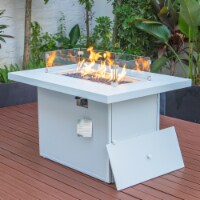 LeisureMod Chelsea Patio Modern Aluminum Propane Fire Pit Table-White