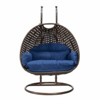 LeisureMod Mendoza Dark Brown Wicker Hanging 2 person Egg Swing Chair