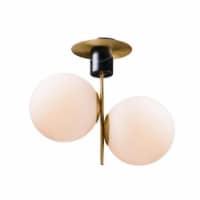 Maxim 26032SWSBRBK 10 in. Vesper Two-Light Semi-Flush Mount Ceiling Light, Satin Brass & Blac