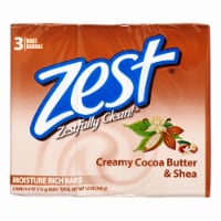 Zest Bath Bars, Cocoa Butter & Shea, 4 oz bars, 3 ea (Pack of 6)