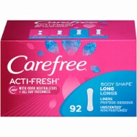 Carefree Acti-Fresh Body Shape Long Pantiliners Unscented (Pack of 10) Perspective: Main