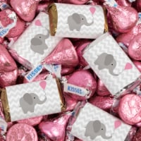 105 pcs Girl Baby Shower Candy Hershey's Chocolate Mix (1.75 lb) Pink Baby Elephant