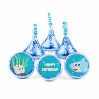 Boy Shark Birthday Candy Party Favors Hershey's Kisses (90 Candies + 324 Stickers)- DIY