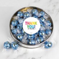 Thank You Candy Gift Tin with Chocolate Truffles Plastic Tin with Sticker - Stracciatella