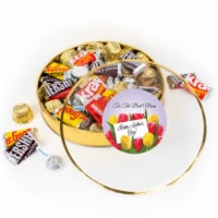 Mother's Day Chocolate Gift Tin - Plastic Tin with Candy Hershey's Chocolate Mix - Tulips