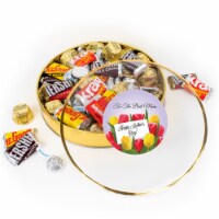 Mother's Day Chocolate Gift Tin - Plastic Tin with Candy Hershey's Chocolate Mix - Tulips