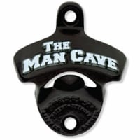 Wall Mount Bottle Opener | Embossed, Man, Cave | Open Bottles | Black