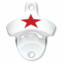 Wall Mount Bottle Opener | Embossed, Red, Star | Open Bottles | White