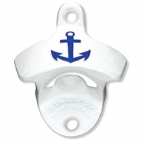 Wall Mount Bottle Opener | Embossed, Blue, Anchor | Open Bottles | White
