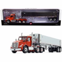 Kenworth T880 Day Cab with East Genesis End Dump Trailer Burnt Orange & Chrome Diecast Model