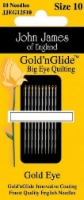 John James Gold'n Glide Big Eye Quilting Needles -Size 10 10/Pkg