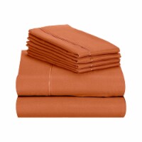 LuxClub Autumn Orange Queen 6 PC Rayon From Bamboo Solid Performance Sheet Set